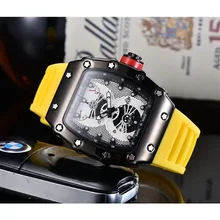 Уникальные творческие мужские часы спортивное платье бизнес-часы силиконовый призрак голову кварцевые наручные часы tonneau Richard часы