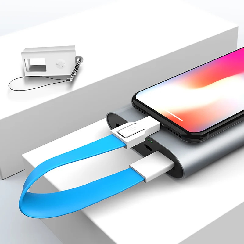 Портативный USB кабель для зарядки Huawei Samsung S10 A50 короткий зарядный шнур с брелоком