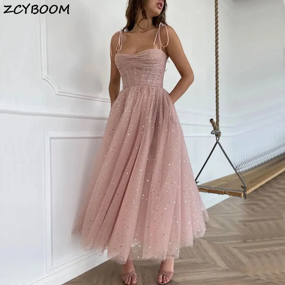 

Shiny Sequined Rose Pink Prom Dress 2023 Sexy Women Formal Party Night Vestido De Gala Elegant Long Graduation Evening Gowns