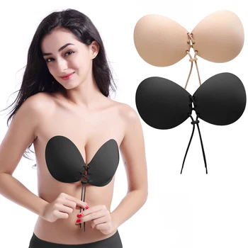 

Reusable Women Self Adhesive Strapless Bandage Backless Solid Bra Stick Gel Silicone Push Up women's underwear Invisible Bra