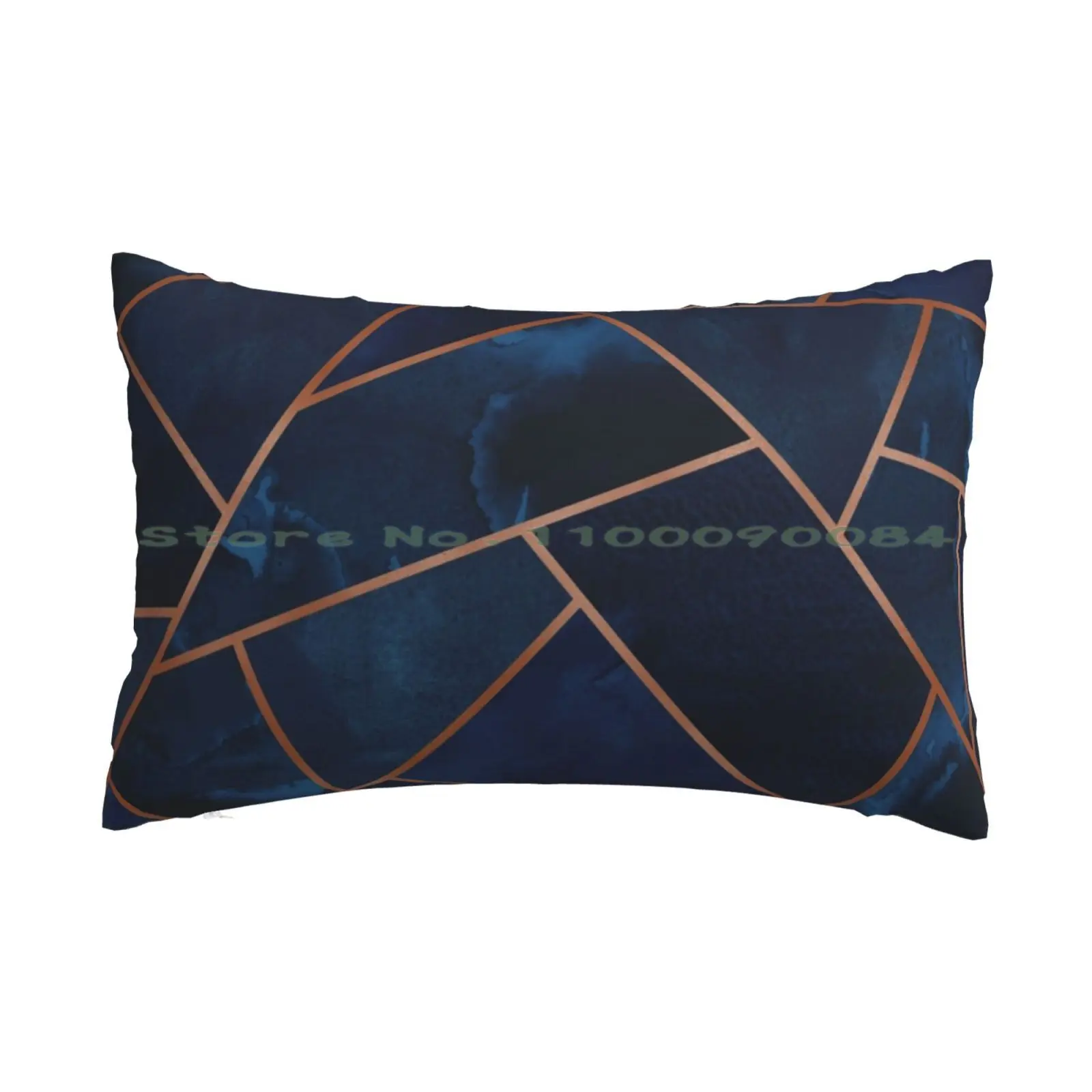 

Navy & Copper Geo Pillow Case 20x30 50*75 Sofa Bedroom Abstract Pattern Navy Copper Geometric Texture Modern Contemporary