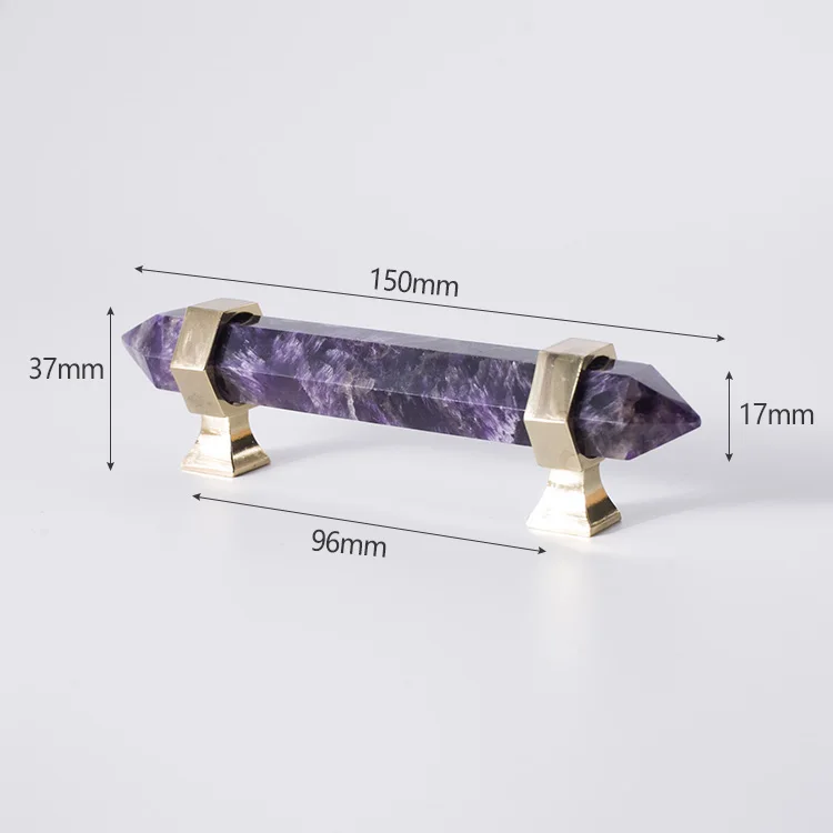 Purple Crystal - B Натуральный кристалл+ латунные дверные ручки и ручки для шкафа, кухонного шкафа, элегантные мебельные ручки, медные ручки для выдвижных ящиков - Цвет: Purple Crystal - B