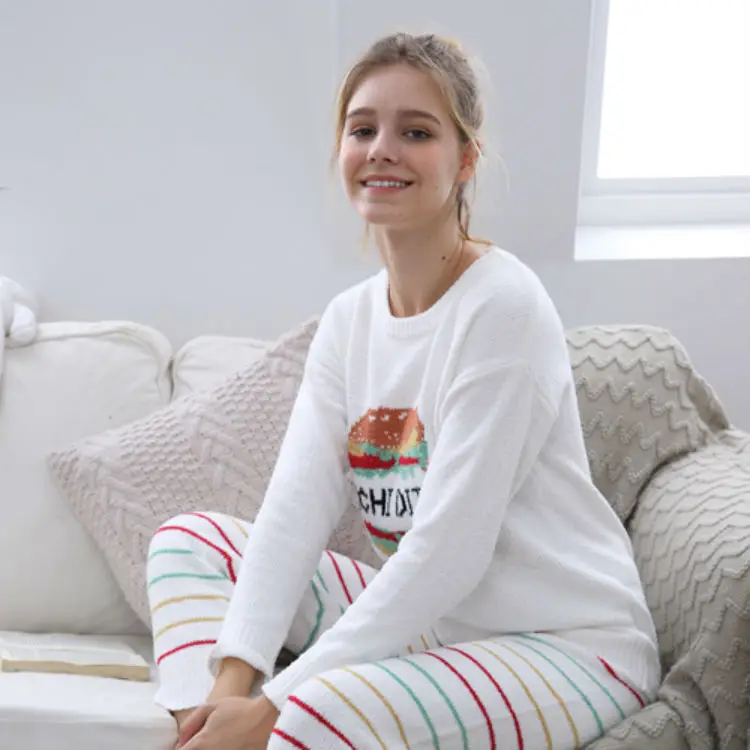 

Japanese-style Soft Hamburg Donuts Sundae Long-sleeved Pullover Trousers Soft Adorable Cute Tracksuit Pajamas Suit