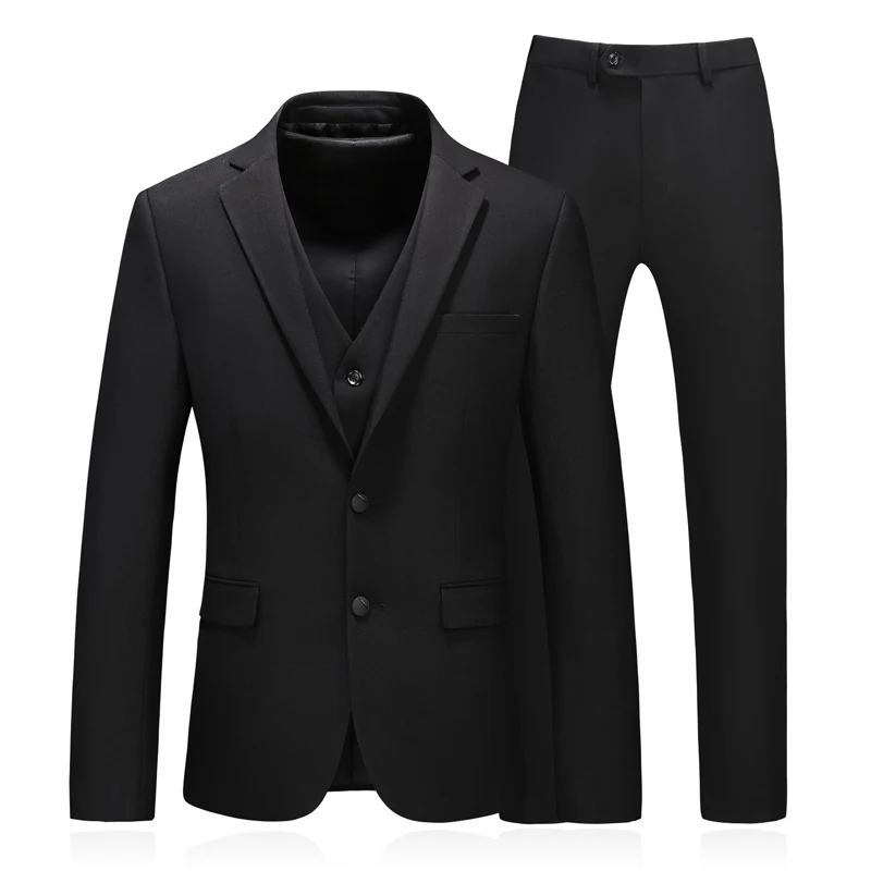 Черные костюмы для мужчин последние пальто брюки жилет дизайн 3 шт. формальный мужской костюм роскошный бренд Slim Fit мужские s шерстяные костюмы