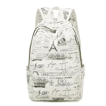 

Paris Eiffel Tower Printing Girls School Bags Flower Casual Backpacks Fashion women Canvas Schoolbags For Teenage Students B202