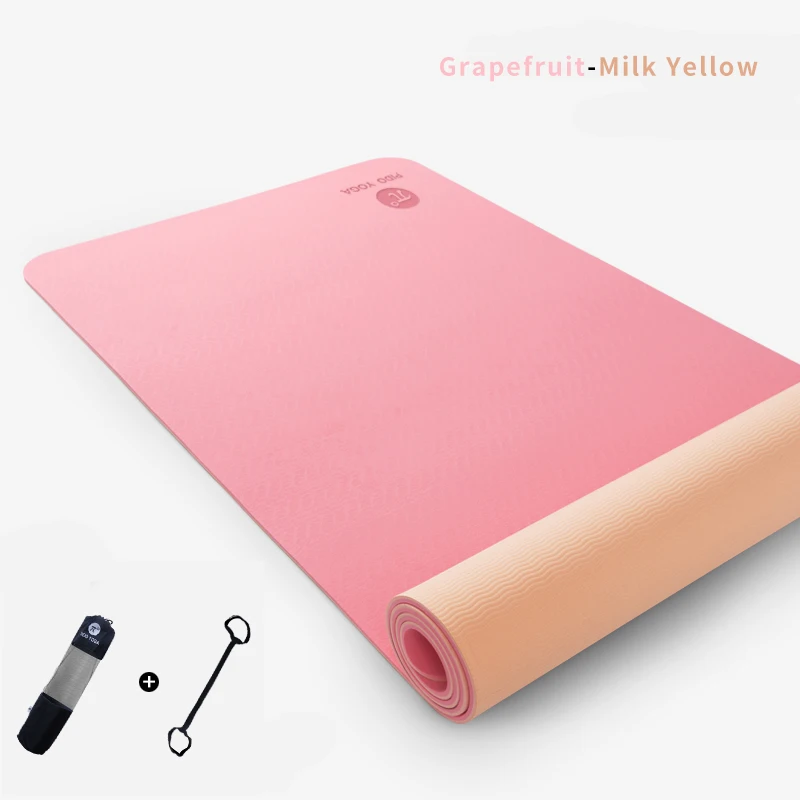 grapefruit-yellow PIDO Йога 183*61*0,6 см двойной цвет коврик для йоги с позиционной линией толстые Горячие йога пилатес коврики гимнастика Pranamat фитнес Коврик - Цвет: grapefruit-yellow