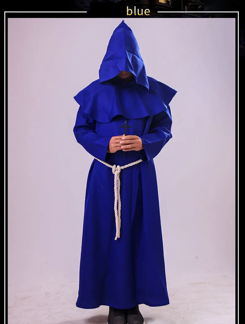 Blue Ataullah/плащ для мужчин и женщин на Хеллоуин, костюм ведьмы, карнавальный костюм, вечерние карнавальные костюмы вампира-призрака DW002 - Цвет: Blue