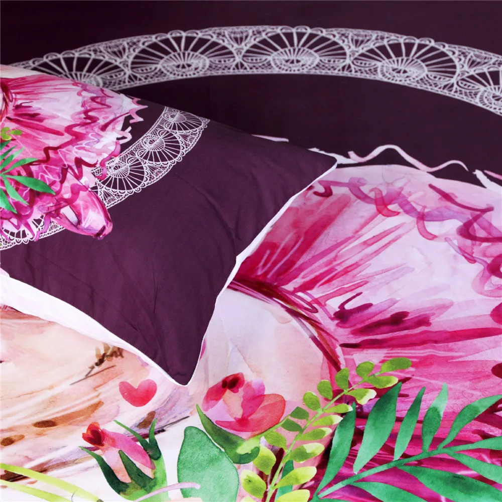 Cotton Pink Pig Pattern Bedding Set Soft Skin friendly Duvet Cover Flat Bed Sheet Pillowcase Home Textile