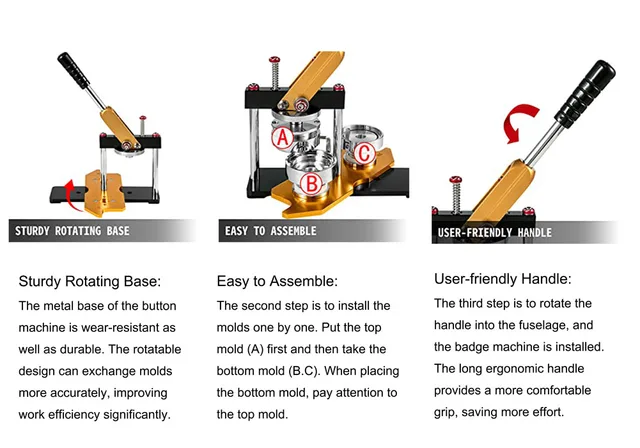 缶バッジメーカー、 25-58MM バッジボタンメーカーマシンキット、100