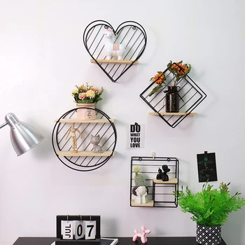 

Nordic Multi-layer Hanging Wall Shelf Wrought Iron Storage Rack Organization DIY Wall Decoration Combination Holder Home Decor