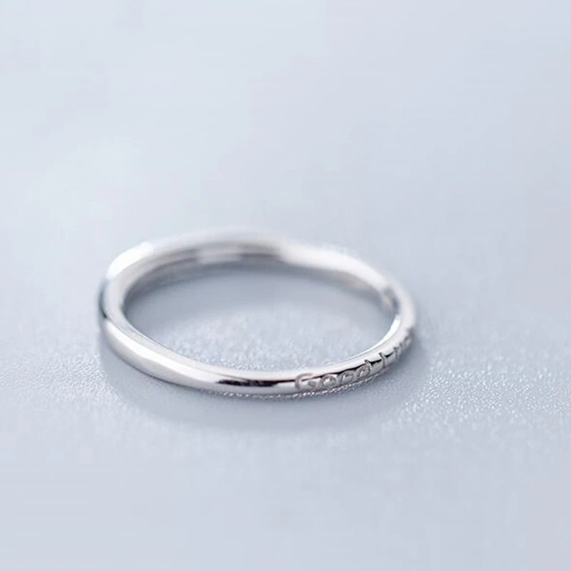 

Real 925 Sterling Silver Zircon Round Geometric Ring For Fashion Women Cute Fine Jewelry 2019 Minimalist Accessories Gift