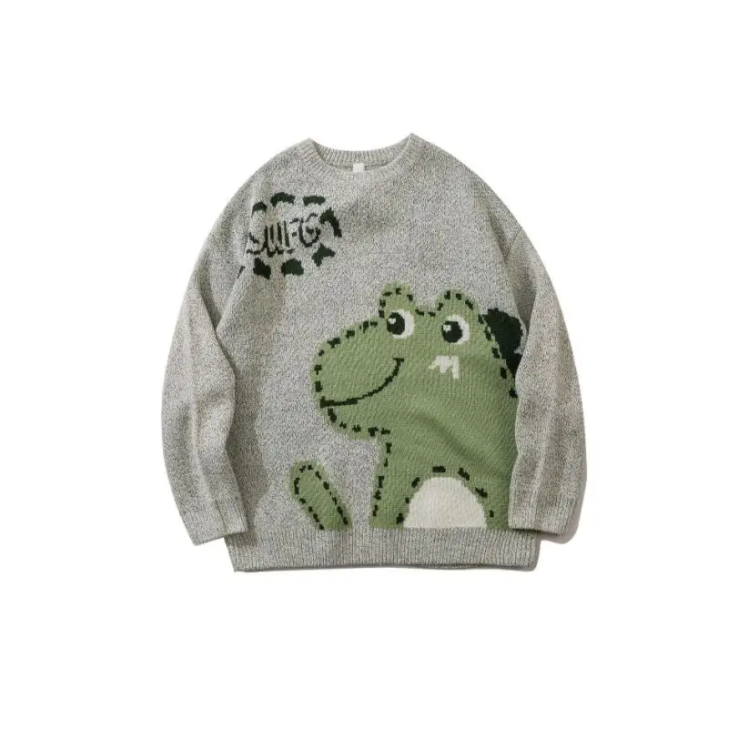 

Cartoon Frog Sweater Men Autumn Winter Fashion Long Sleeve Knitted Pullover Sweater Oversized 2021 New Warm Tops Male w2220
