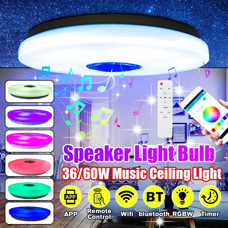  Smart 36/60W RGB LED Ceiling Lights Modern APP bluetooth Music Lamp Living Room Bedroom Kitchen Lig - 4000277157110