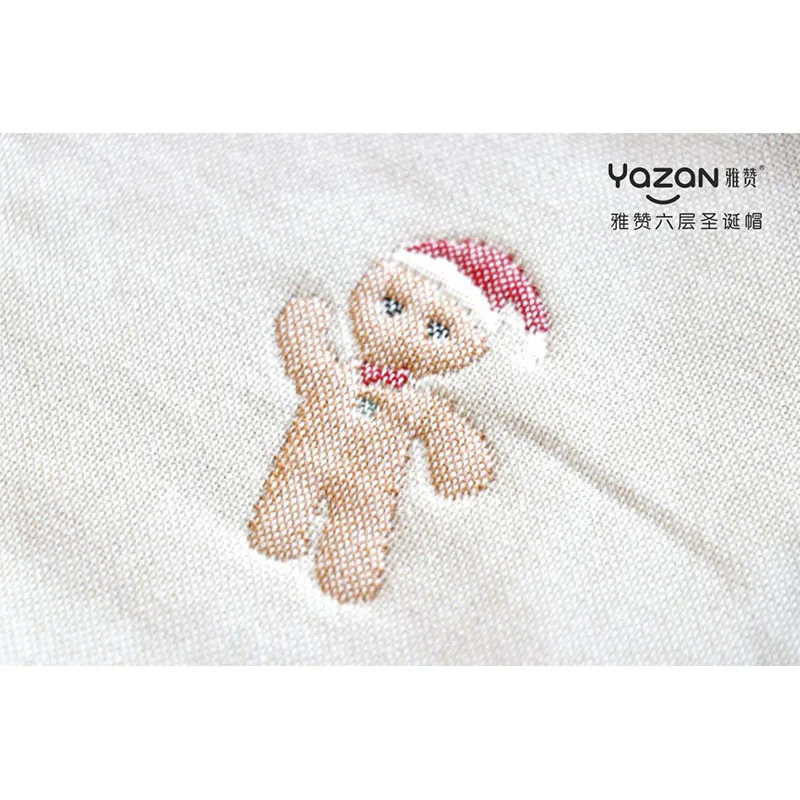 Yazan AB face children's blanket bed sheet bath towel sofa blanket six-layer cotton yarn cloth high quality Christmas hat series