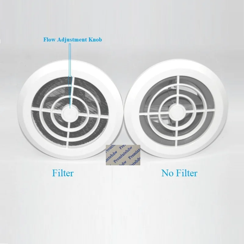 3" 4" Flow Adjustable Plastic Round Air Vent Grill Filter Cover Ventilation Ducting Hose Louver Covers Wall Ceiling Mounted