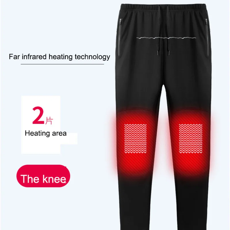 

Winter Carbon Fiber Knee Heating Women's USB Smart Heating Pants Men's Thickened Warm Pants Washable Adult 3 Temperatures