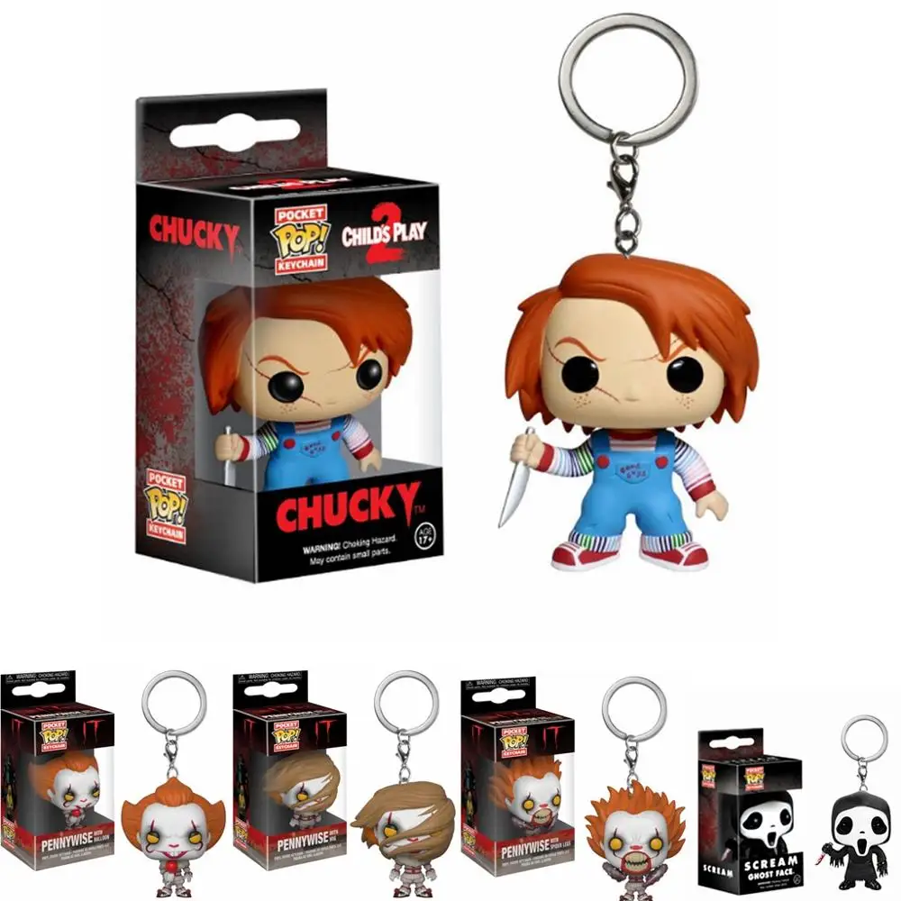 

FUNKO POP NEW IT Pennywise Scream Ghost Face Chucky Pocket Keychain Action Figure Collection Toys for Children Christmas Gift