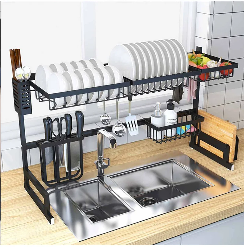 Over Sink Dish Rack, 25.59 Sink Rack Dish Drainer Dish Drying Rack for  Kitchen Organizer Storage Space Saver Shelf Utensils Holder Dish Rack Over  Sink 