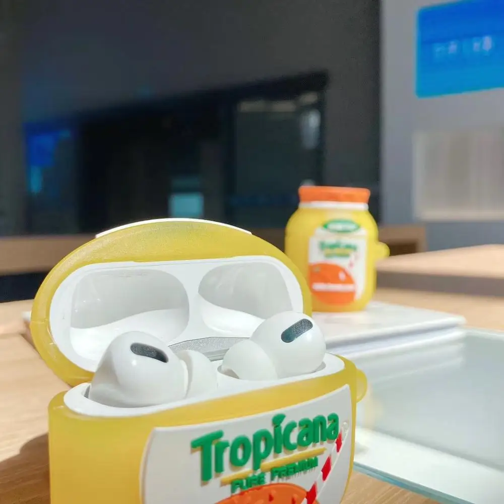 3D милый чехол для наушников в виде бутылки апельсинового сока мягкий силиконовый