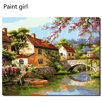 

Paints By Numbers landscape 50x40cm Pictures Oil Painting By Numbers Set Gift Coloring By Numbers Canvas Wall Set VA-0467
