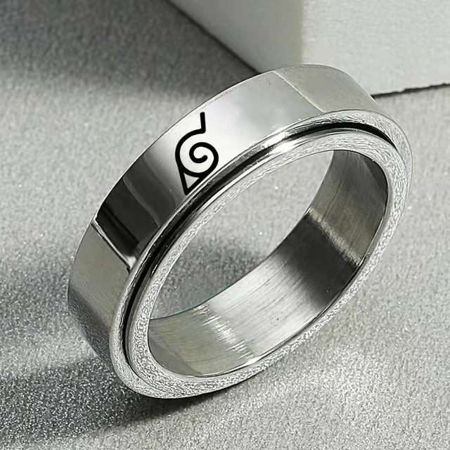 17 Models New Leaf Ring Konoha Uzumaki Symbal Logo Sign Sasuke Itachi Ninja Fashion Stainless Steel Anime Jewelry Cosplay
