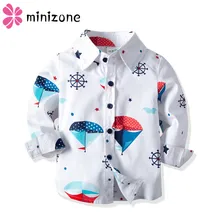 Рубашка для маленьких мальчиков, новая весенняя Повседневная хлопковая рубашка с отложным воротником и пуговицами для мальчиков милая детская блузка Топы для детей 3, 4, 6 лет