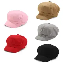 Для мужчин британский стиль Восьмиугольные шляпы практичные простые благородные зимние шерстяные Твердые нежный дизайн художника открытый шапки