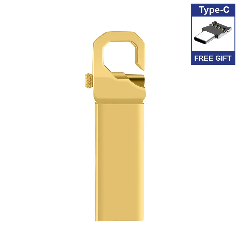 High Quality 128GB pendrive metal USB flash drive 2.0 Pen Drive 8g 16G 32GB 64GB cle usb memory Free type c or micro adapter