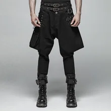 Мужские бриджи в стиле панк, стимпанк, из искусственной кожи, с эффектом потертости, для сцены, длинные брюки