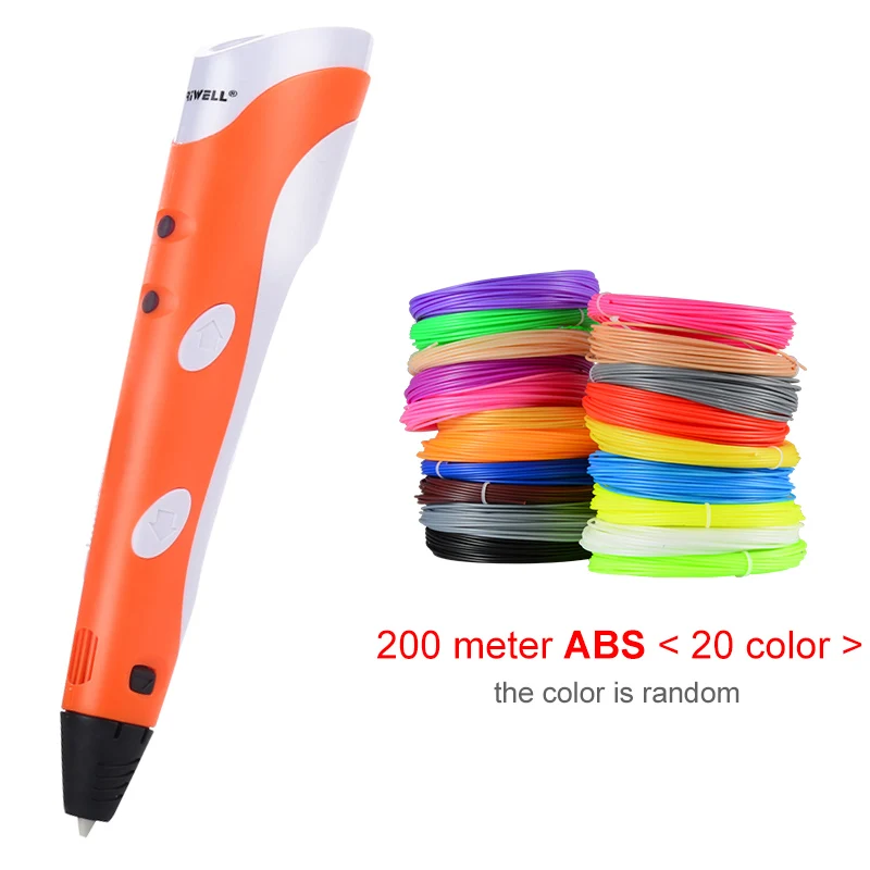 Orange - 200M ABS Myriwell 3D Ручка для печати 12 в 3D Ручка Карандаш 3D Ручка для рисования sthift PLA нити для детей Образование хобби игрушки подарки на день рождения - Цвет: Orange - 200M ABS