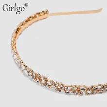 Girlgo ZA Кристальные элегантные блестящие повязки для волос для женщин Boho девушка подарок металлические жемчужины, горный хрусталь для волос аксессуары Bijoux торговля