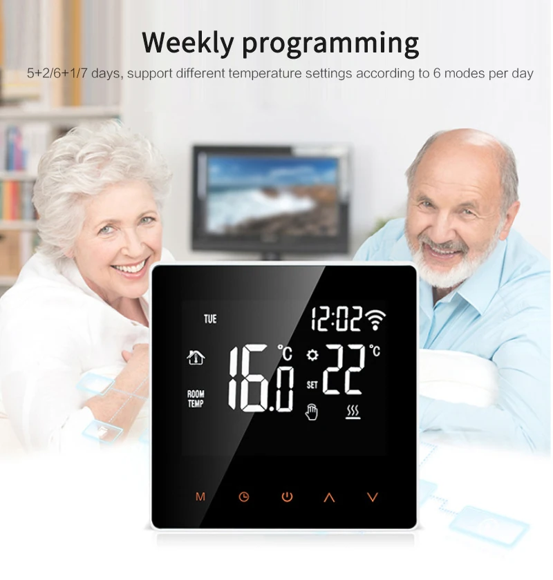 Termostato inteligente WiFi 3A/16A, controlador de temperatura Digital, aplicación Tuya, pantalla táctil LCD para calefacción eléctrica de suelo
