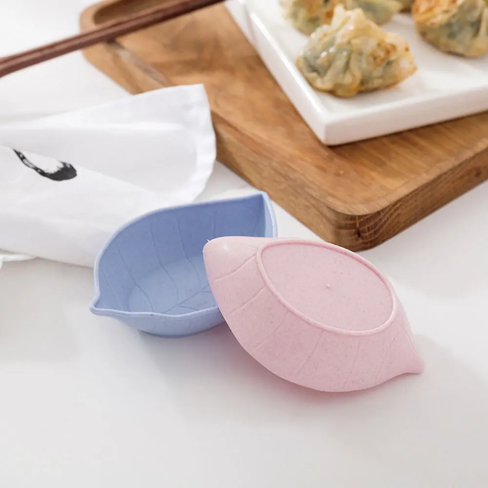 

1PCS Seasoning Plate Kitchen Cutlery Wheat Straw Environmental Protection Small Dish Leaf Shape Sauce Vinegar Dish