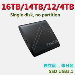 Disque dur externe SSD haute vitesse, capacité de 16 to, 12 to, 14 to, TYPE C pouces, Original, pour ordinateurs portables et de bureau 