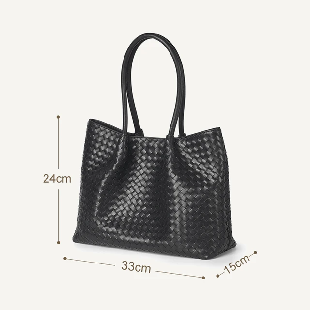 Women's Shoulder Bag Luxury Brand Handbag 100% Sheepskin Leather Woven Bag Large Capacity High Quality 2021 New Original Quality Black Small