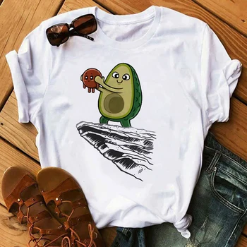 

Maycaur New Harajuku Avocado Women Tshirts Vegan T Shirt Kawaii Short Sleeve T-shirt Vogue 90s Korean Style Tshirt Fashion Tops