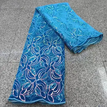 

Nigerian Lace Fabrics African Lace Fabric 2020 High Quality Velvet Lace With Sequins French Lace Fabric Sewing