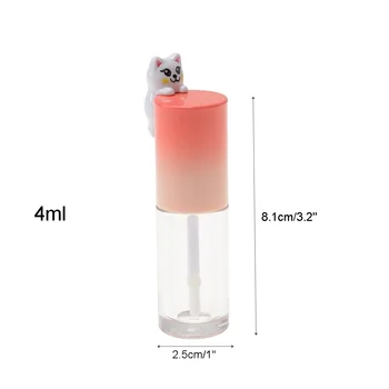 

5 Pieces 4ml Lovely Kitten Style Lip Gloss Tubes Refillable Empty Lip Glaze Containers Plastic Cosmetic Bottle For DIY