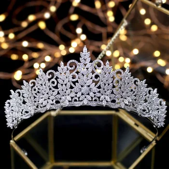 

Elegant Queen Crown Tiara Vintage Headpiece Wedding Crowns Bridal Hair Jewelry Tocado Novia Wedding Hair Accessories Headband
