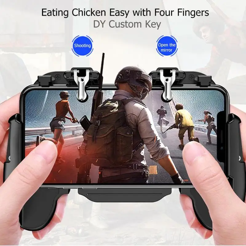  RISE-Mobile Phone Trigger L1R1 Button Aim Key With Cooling Fan Holder For Android Ios Game Pubg Gam