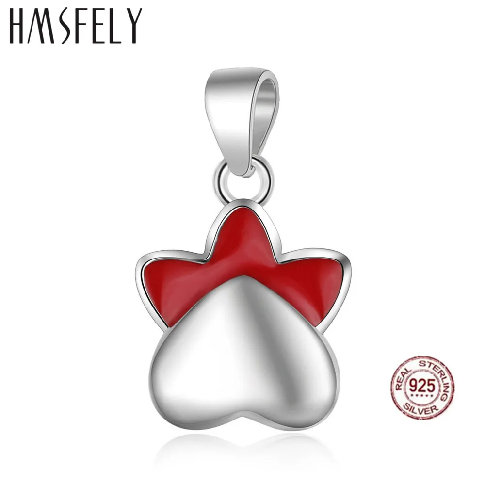 

HMSFELY 925 Sterling Silver Red Cat Claw Charm Heart Shape Pendant DIY Bracelets Dangles For Necklace Jewelry Making Accessories