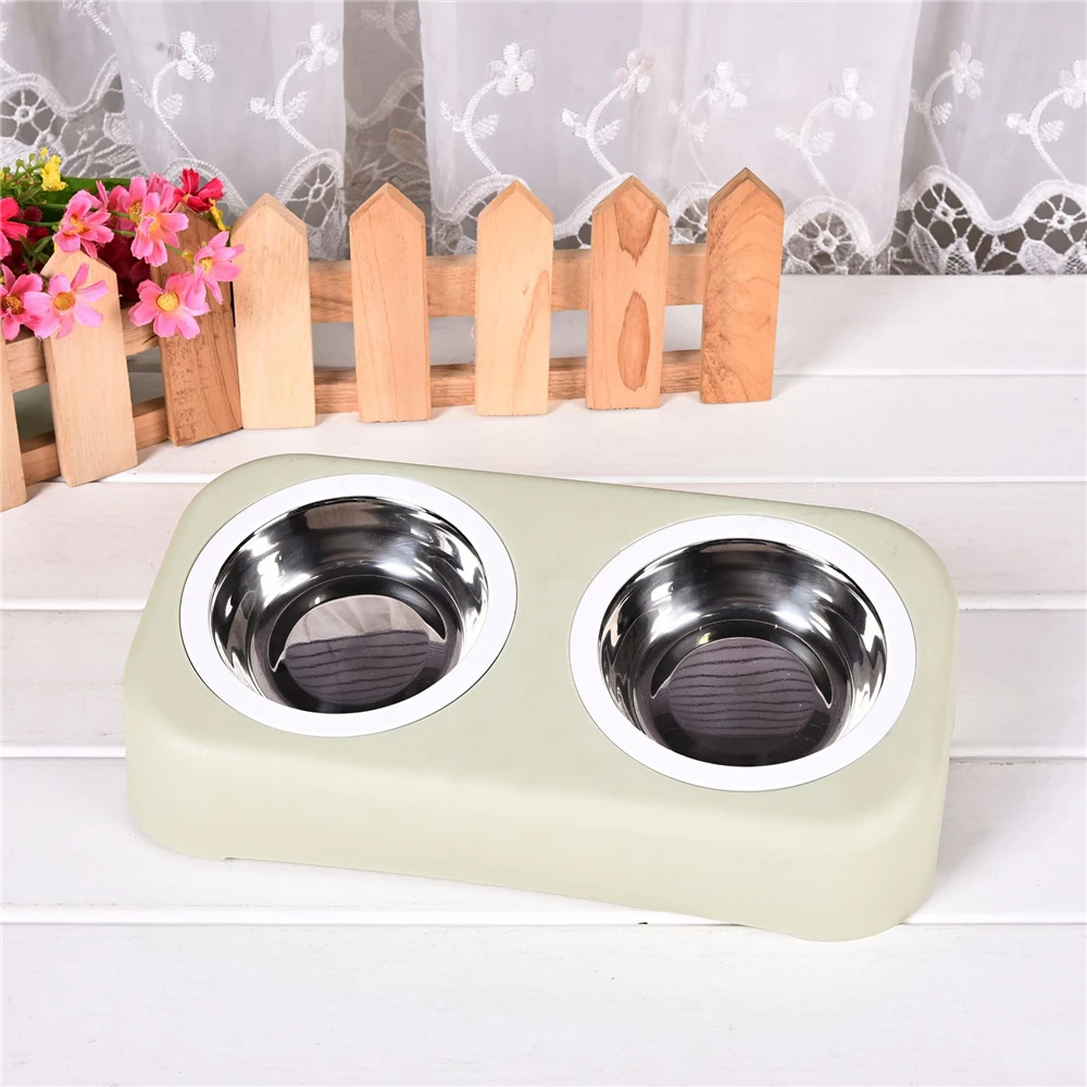 Нескользящая двойная миска для домашнего животного собака Бытовая Пищевая чаша