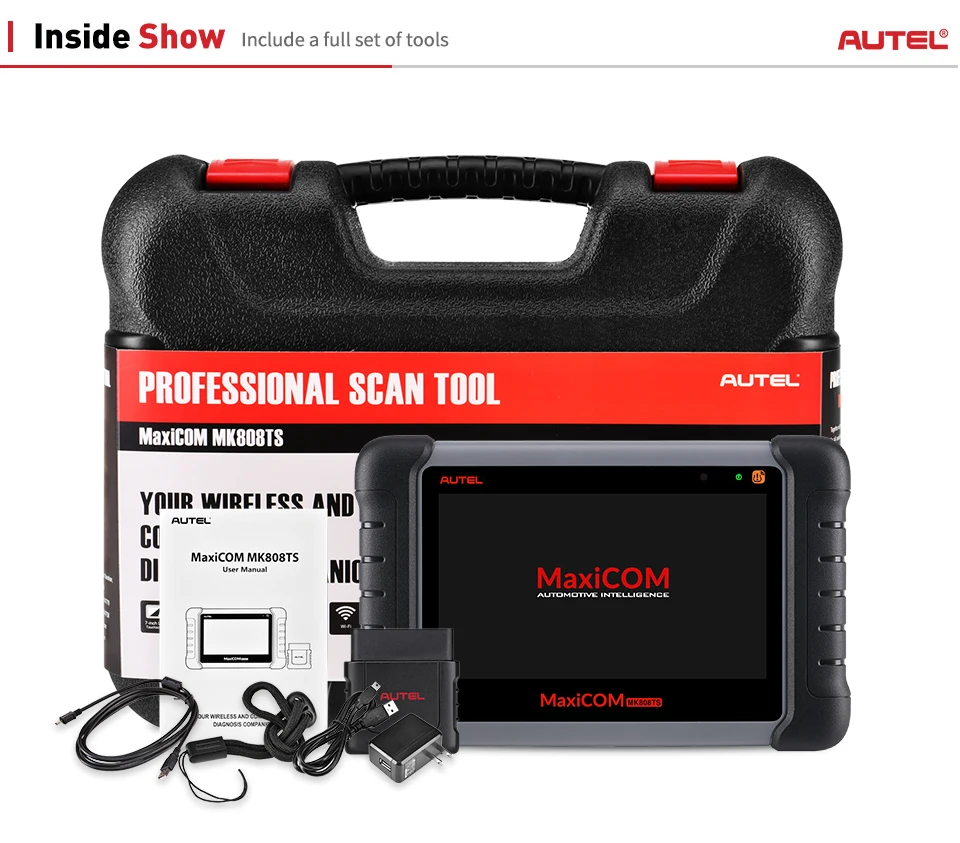 Mk808TS Autel MaxiCOM MK808TS Профессиональный OBD2 Bluetooth инструмент для диагностического сканирования автомобиля OBD 2 сканер Программирование TPMS датчик PK MK808 MK808BT - Цвет: Mk808TS