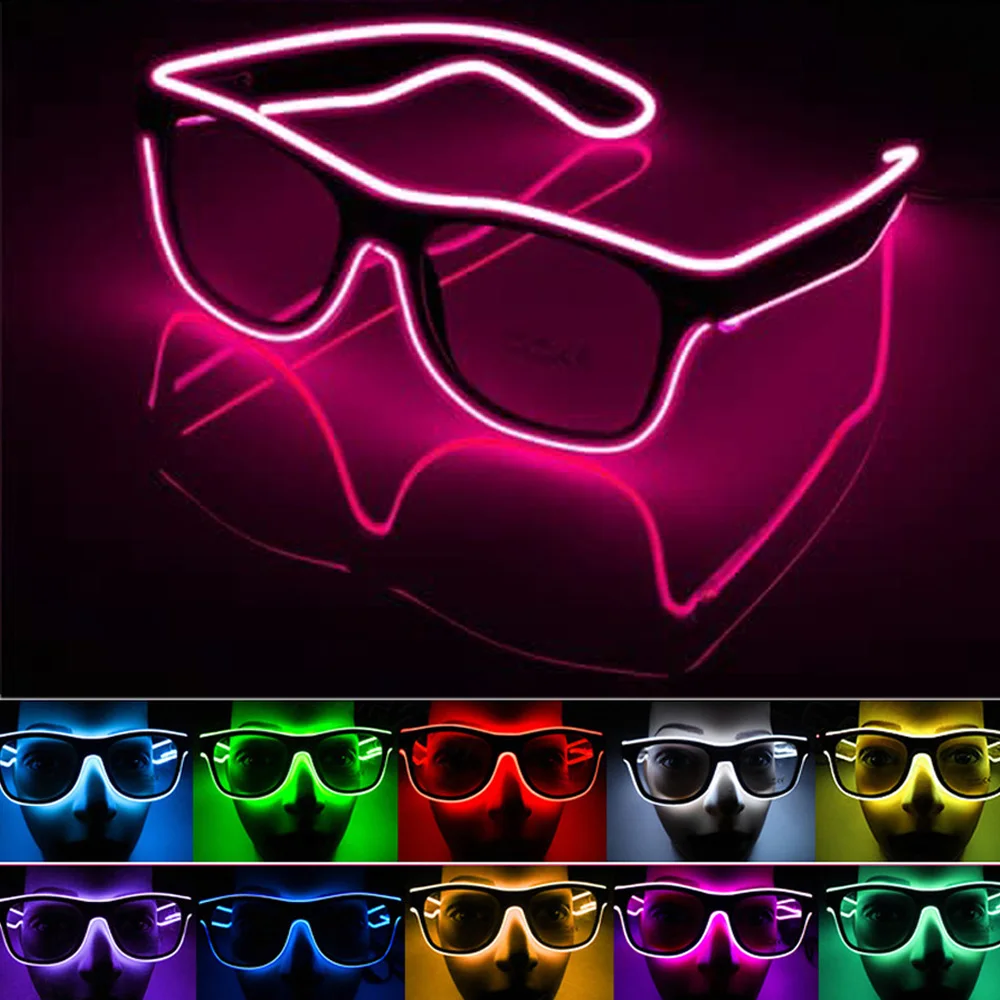 1pc Led Glasses El Wire Neon Party Luminous Led Glasses Rave Party  Decoration