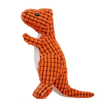 

Orange pet dog plush puzzle biting molar teeth dinosaur squeaking dog toy teeth suck smelling toys
