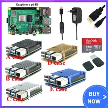 

Raspberry Pi 4 Model B 8GB Kit + Aluminum Case + 3A Switch Power + HDMI-compatible Cable Option 64 32GB SD Card |Reader