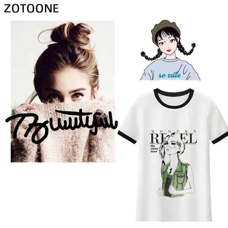 

ZOTOONE Iron on Transfer Letters Patches on Clothing Fashion Girl Patch Heat Transfer for Clothes Decoration Stickers for Kids I