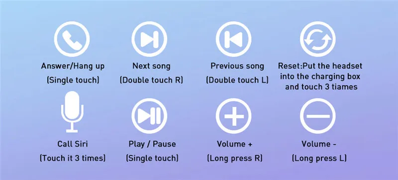 Беспроводные стерео Bluetooth наушники, сенсорное управление, автоматическое соединение, шумоподавление, Спортивная гарнитура для смартфона