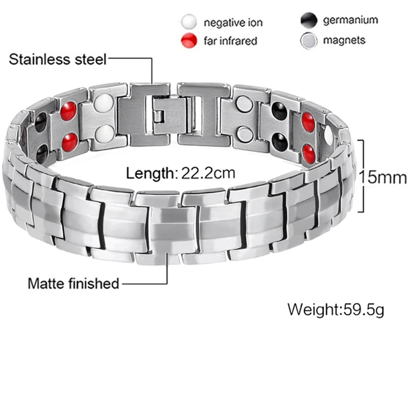 Мужской и женский роскошный модный Энергетический Браслет для здоровья мужской 316L из Нержавеющей Стали Био Магнитная терапия Лечение храп сон лучше - Окраска металла: 28