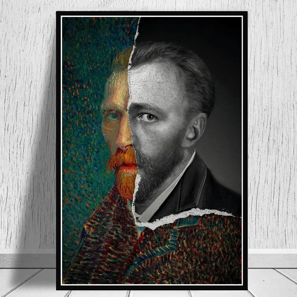 

Van Gogh And Mona Lisa And Jesus Tear Collage Art Poster And Prints Famous Person Wall Picture On Canvas Painting For Room Decor